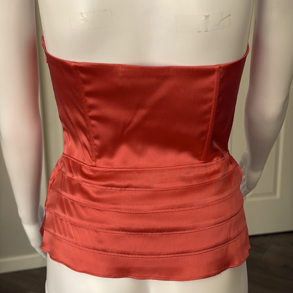 Arden B Orange Corset Strapless Sweetheart Neckline Silk Top Lined Side Zip XS - Picture 3 of 7
